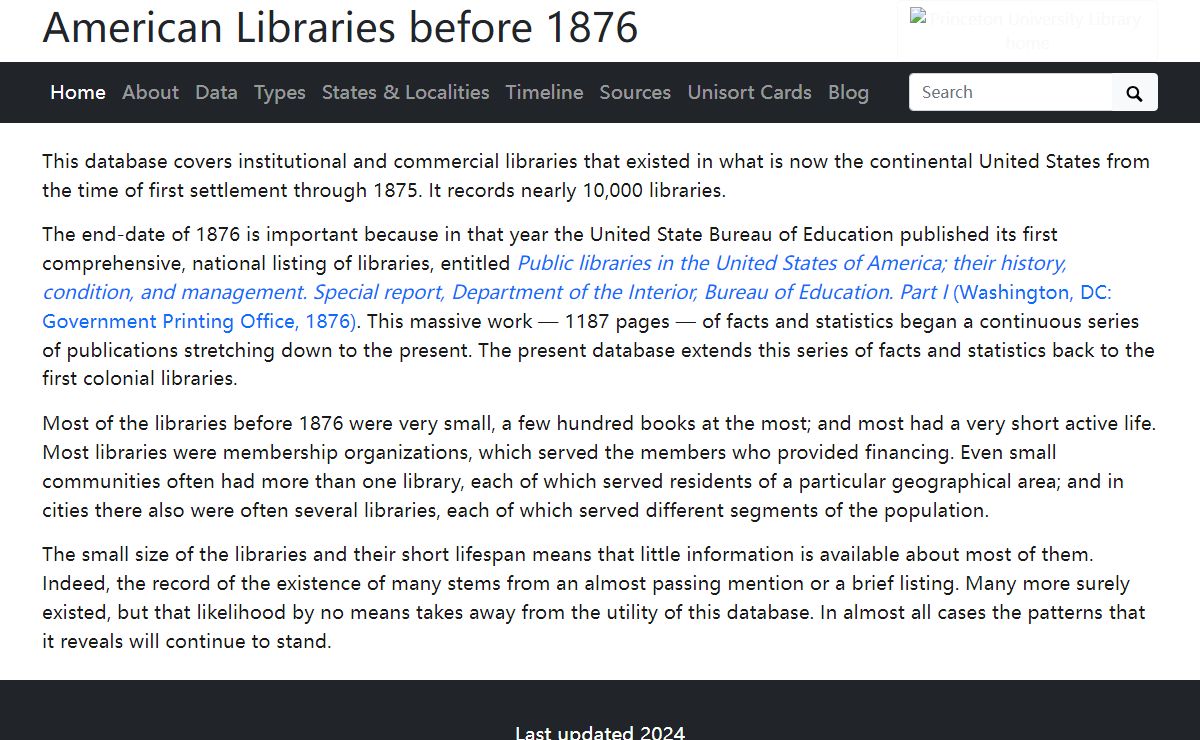 Home | American Libraries before 1876