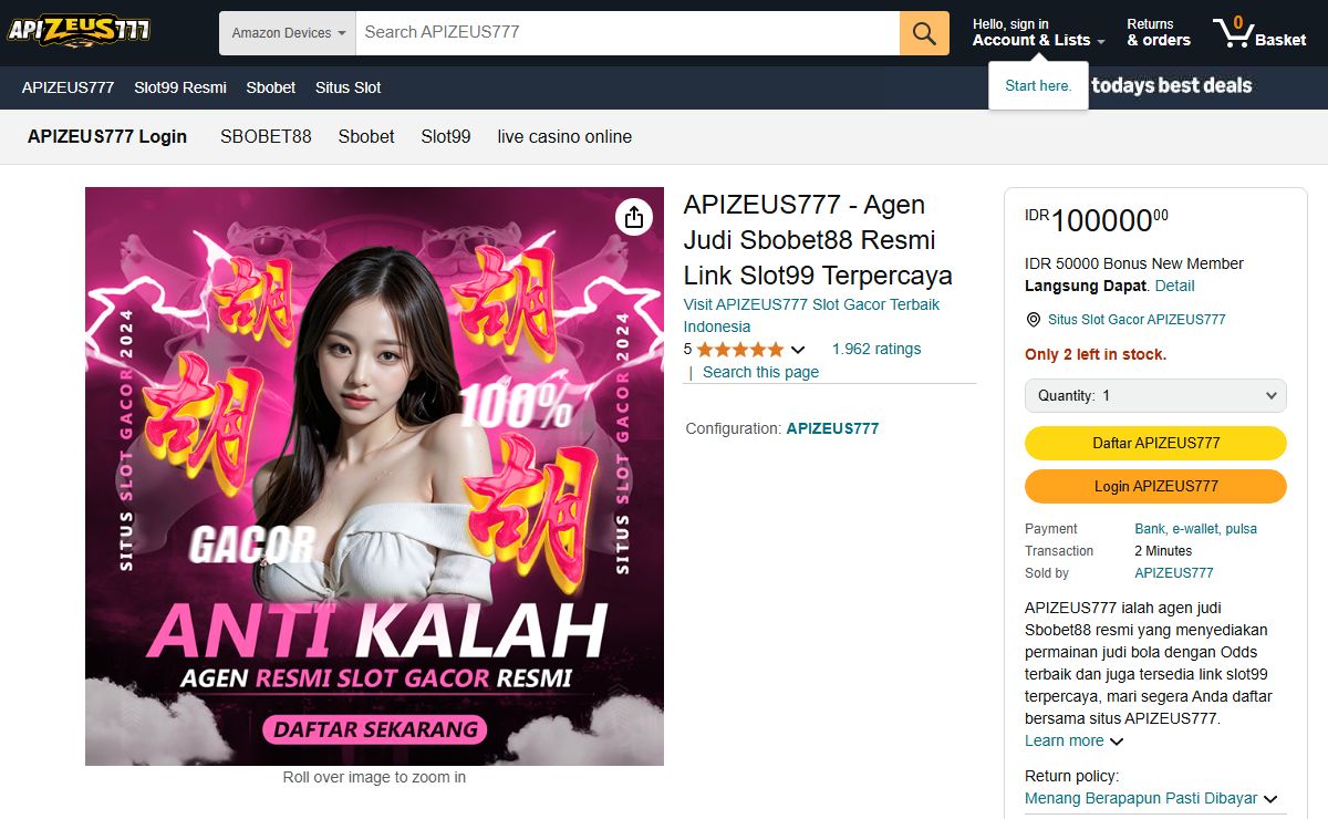 APIZEUS777 - Agen Judi Sbobet88 Resmi Link Slot99 Terpercaya