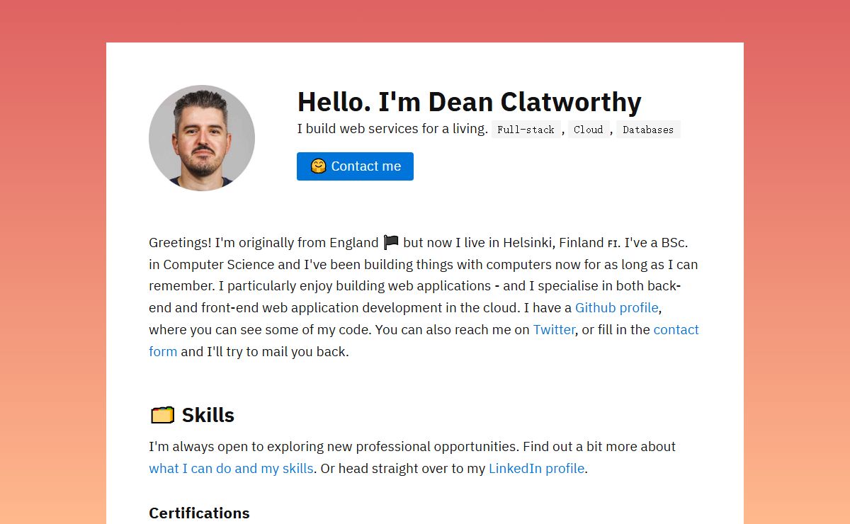 Dean Clatworthy | Web Developer