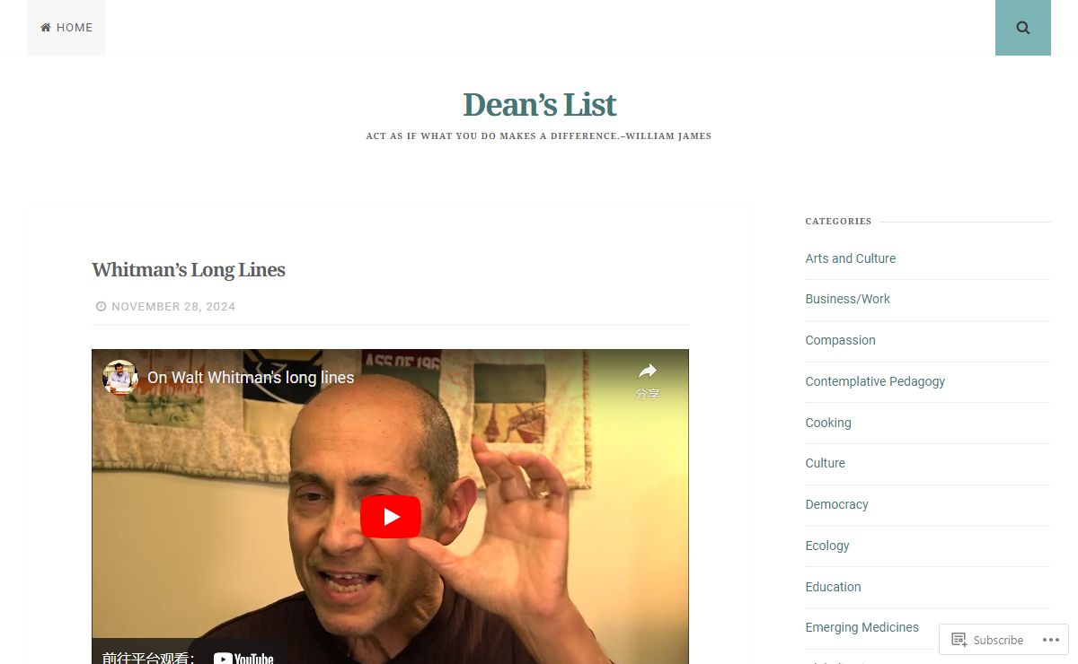 Dean’s List – Act as if what you do makes a difference.–William James