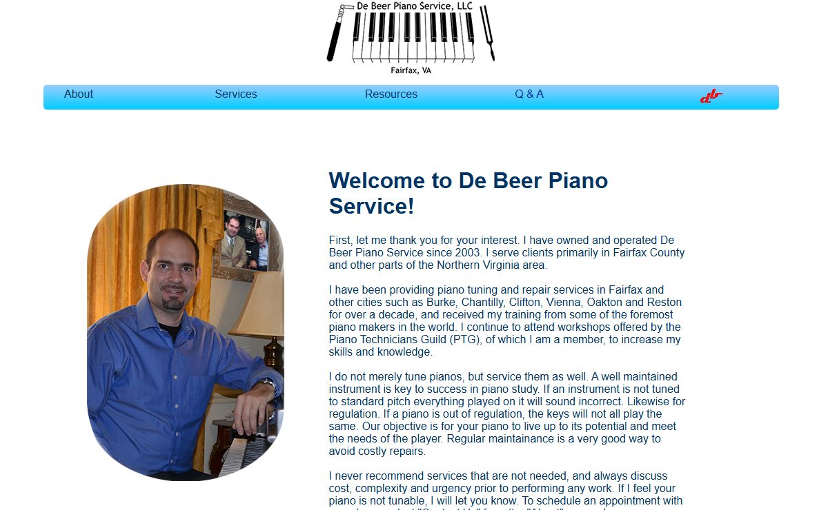 De Beer Piano Service, LLC | Piano tuner Fairfax VA | Burke | Chantilly | Oakton | Vienna | Reston | Northern Virginia