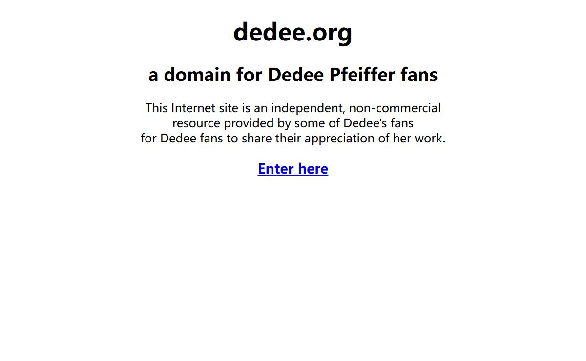 dedee.org - a domain for Dedee Pfeiffer fans