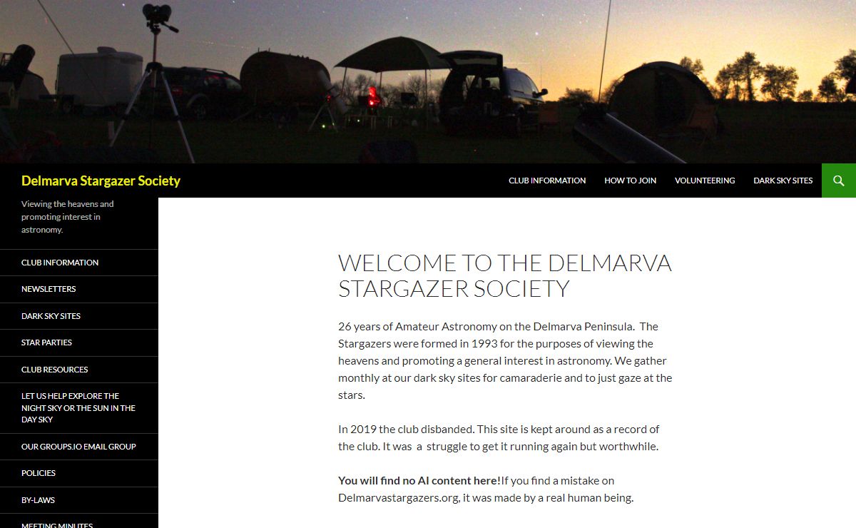 Delmarva Stargazer Society | Viewing the heavens and promoting interest in astronomy.