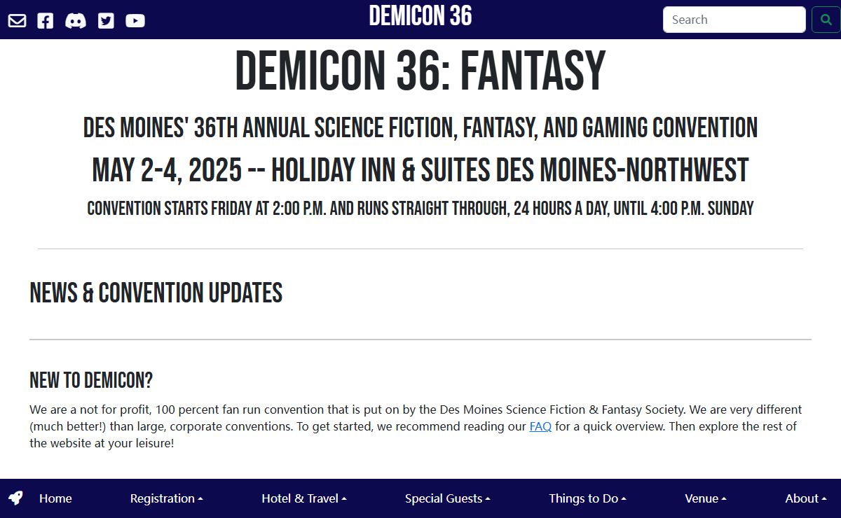 DemiCon 36 – Des Moines' 36th Annual Science Fiction, Fantasy, and Gaming Convention