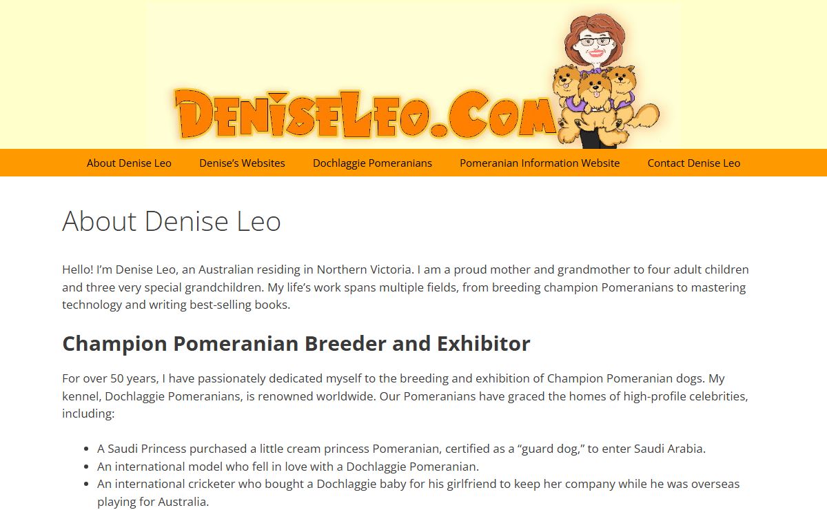 Denise Leo, Breeder of Champion Pomeranians. Located in Australia