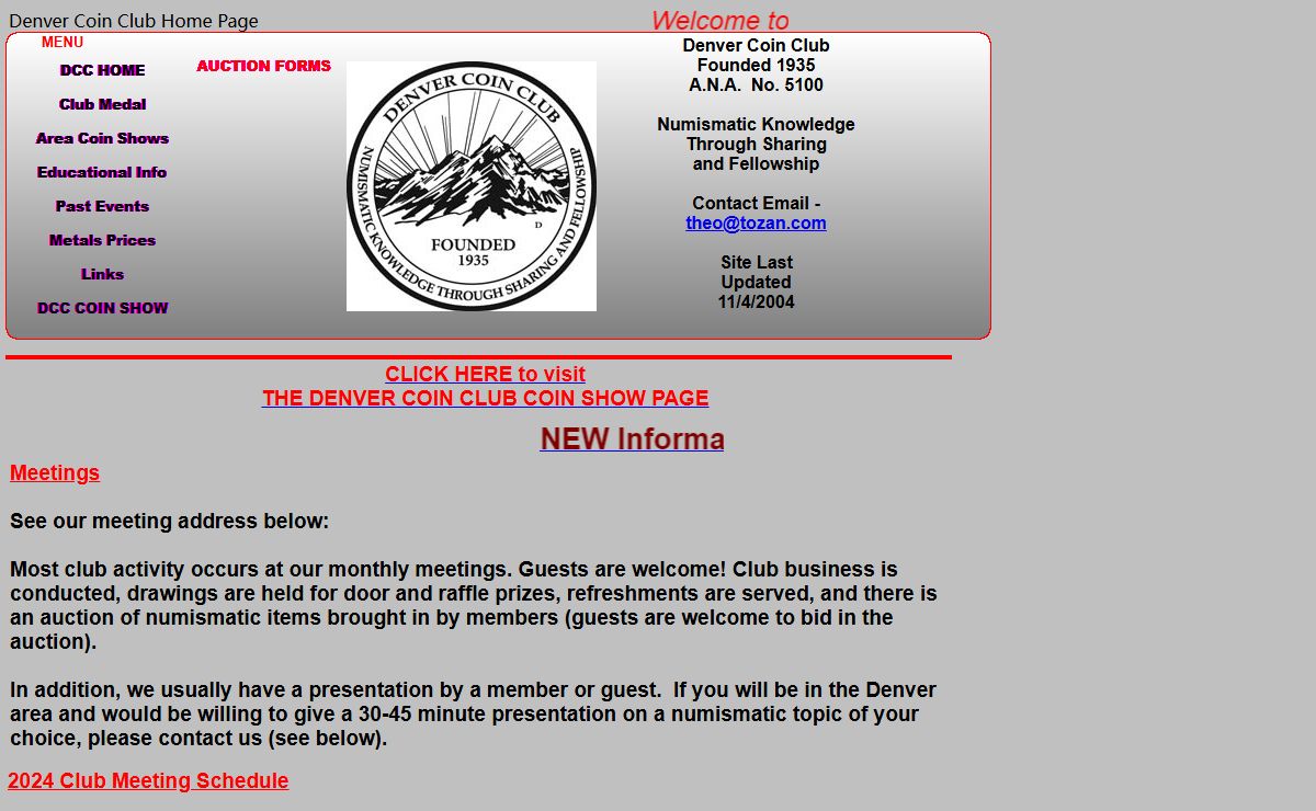 Denver Coin Club Home Page