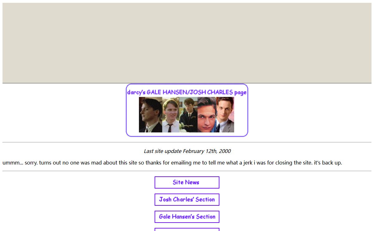 darcy's GALE HANSEN/JOSH CHARLES page
