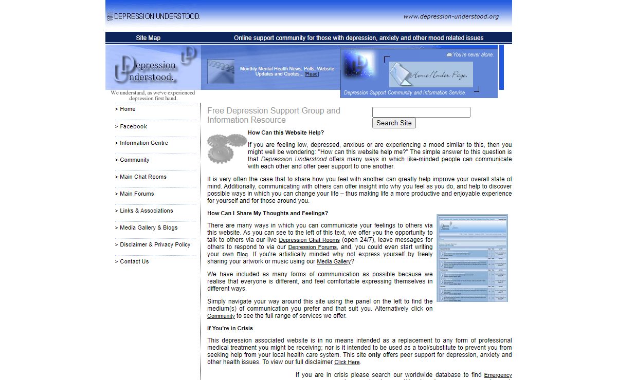 Depression Chat Rooms - Depression Forums - Depression Information - Depression Blogs - (Home Page)