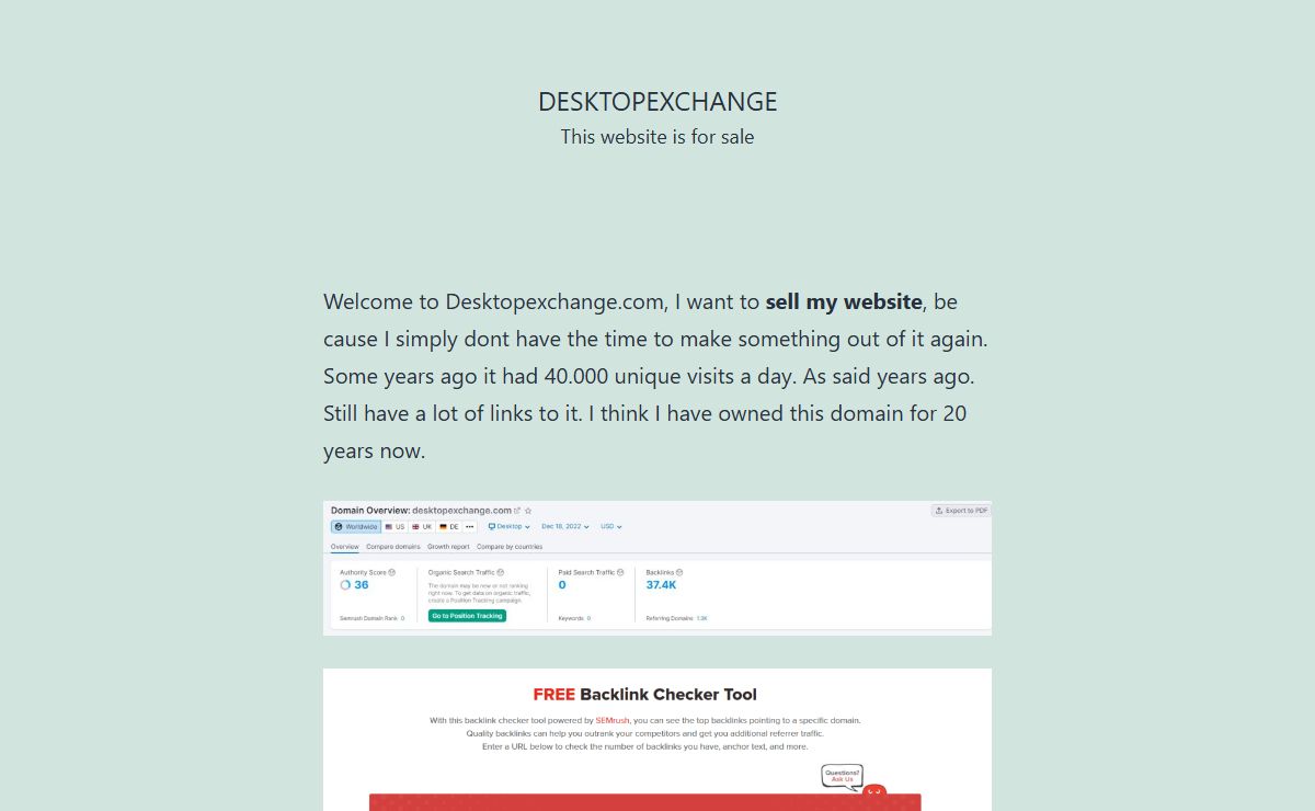 Website for sale - 37.000 external backlinks
