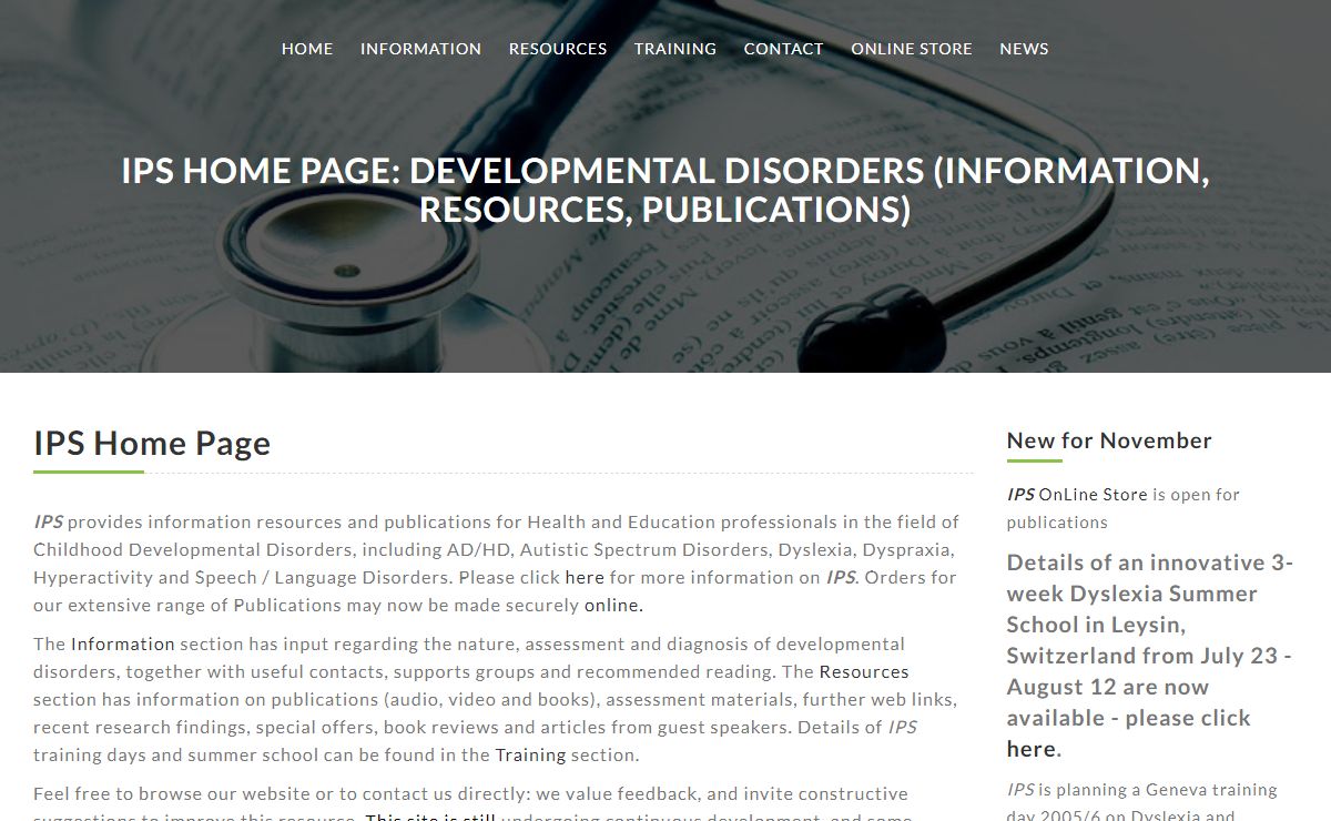 IPS Home Page: Developmental Disorders (Information, Resources, Publications)