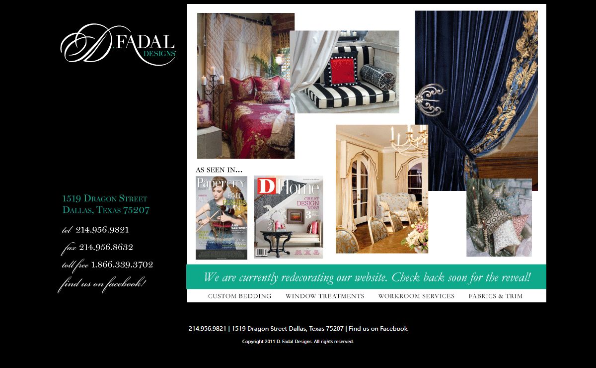 :: D. Fadal Designs :: CUSTOM BEDDING : WINDOW TREATMENTS : WORKROOM SERVICES : FABRICS & TRIM