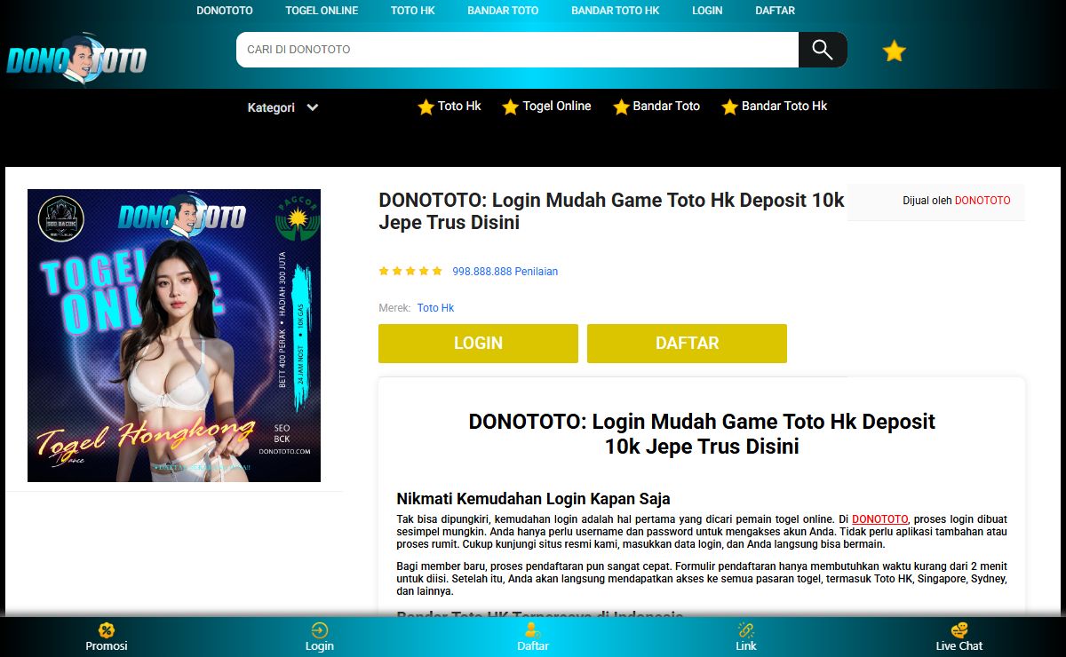 DONOTOTO: Login Mudah Game Toto Hk Deposit 10k Jepe Trus Disini