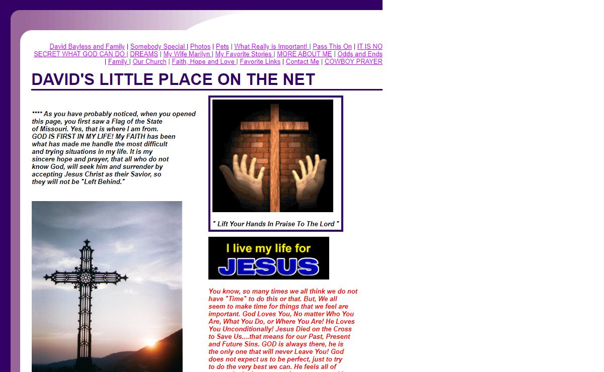 DAVID'S LITTLE PLACE ON THE NET