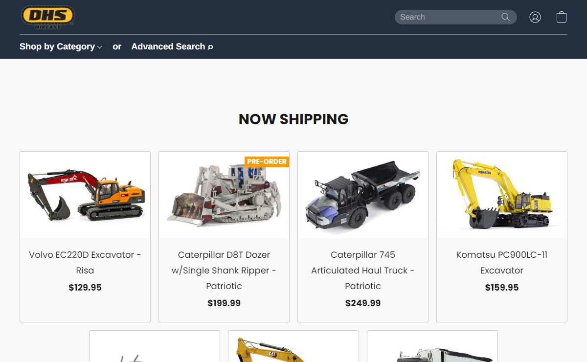 DHS Diecast - Shop for collectible diecast scale construction and truck replicas.