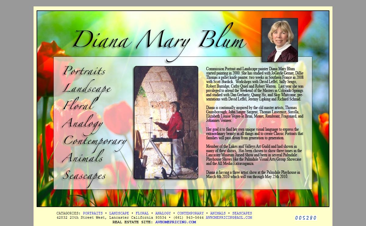 Diana Mary Blum - Commission Portrait and Landscap artist and painter.