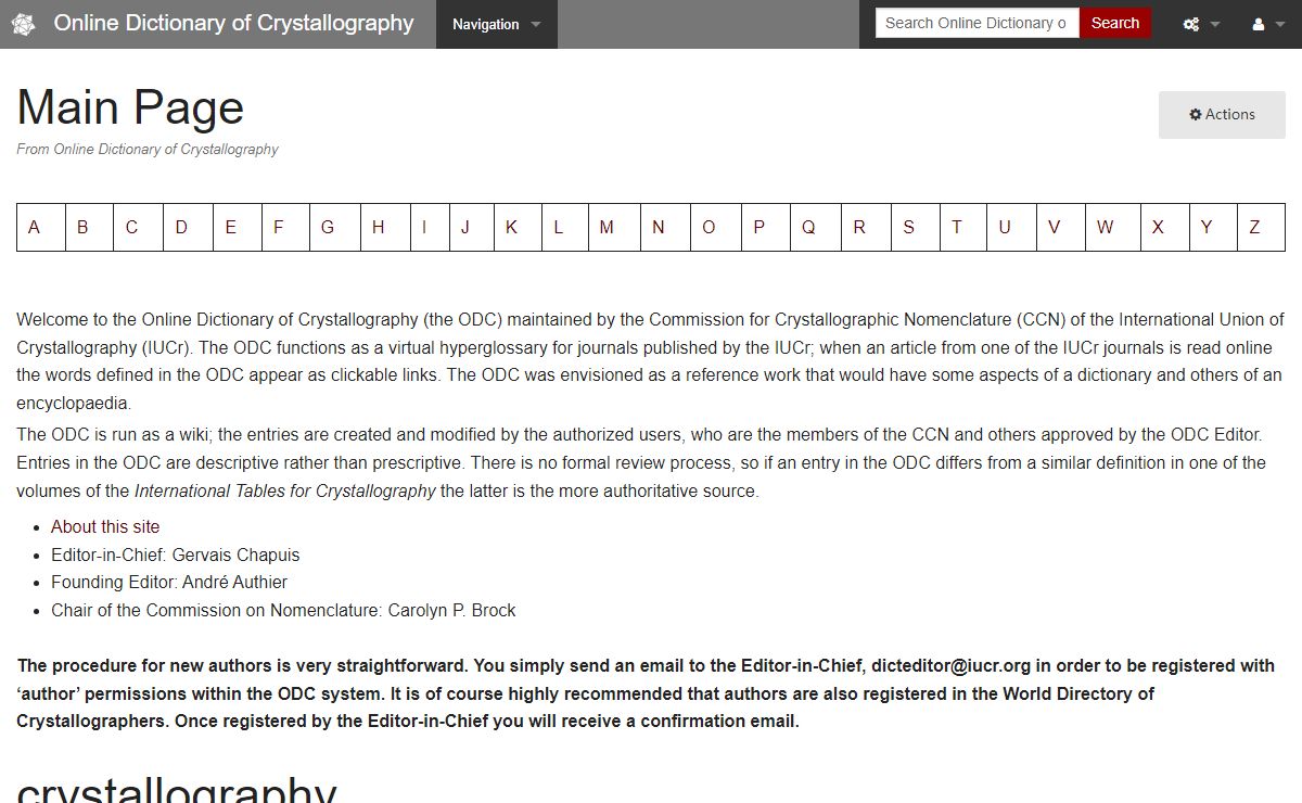 Online Dictionary of Crystallography