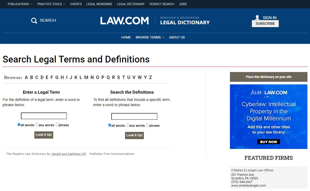 Legal Dictionary | Law.com