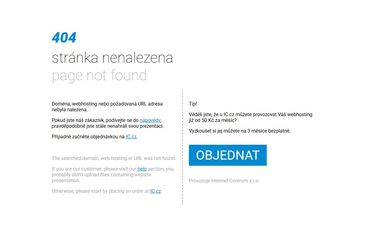 IC.cz - tato stránka je nedostupná