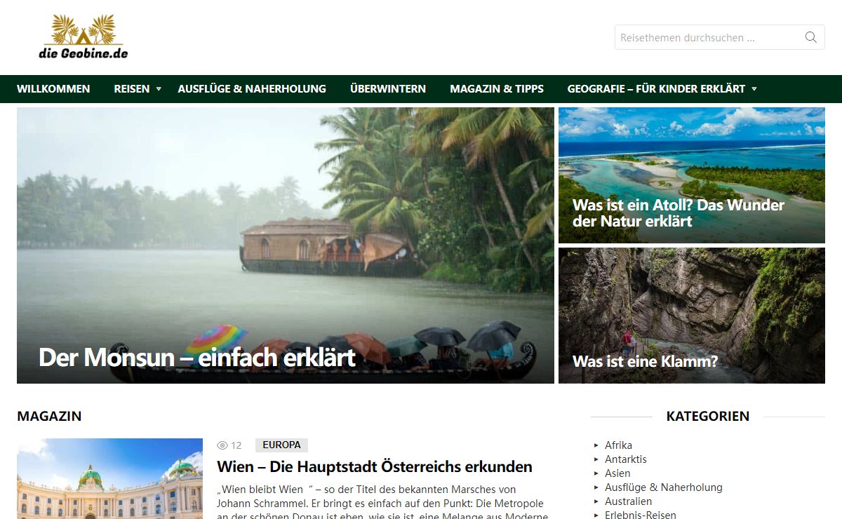 DIE-GEOBINE.de - das Geo- und Reisemagazin für jedermann
