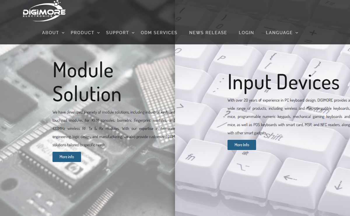 Digimore - Leading Provider of Keyboards, Wireless Modules, Fingerprint Modules and ODM Services in Taiwan