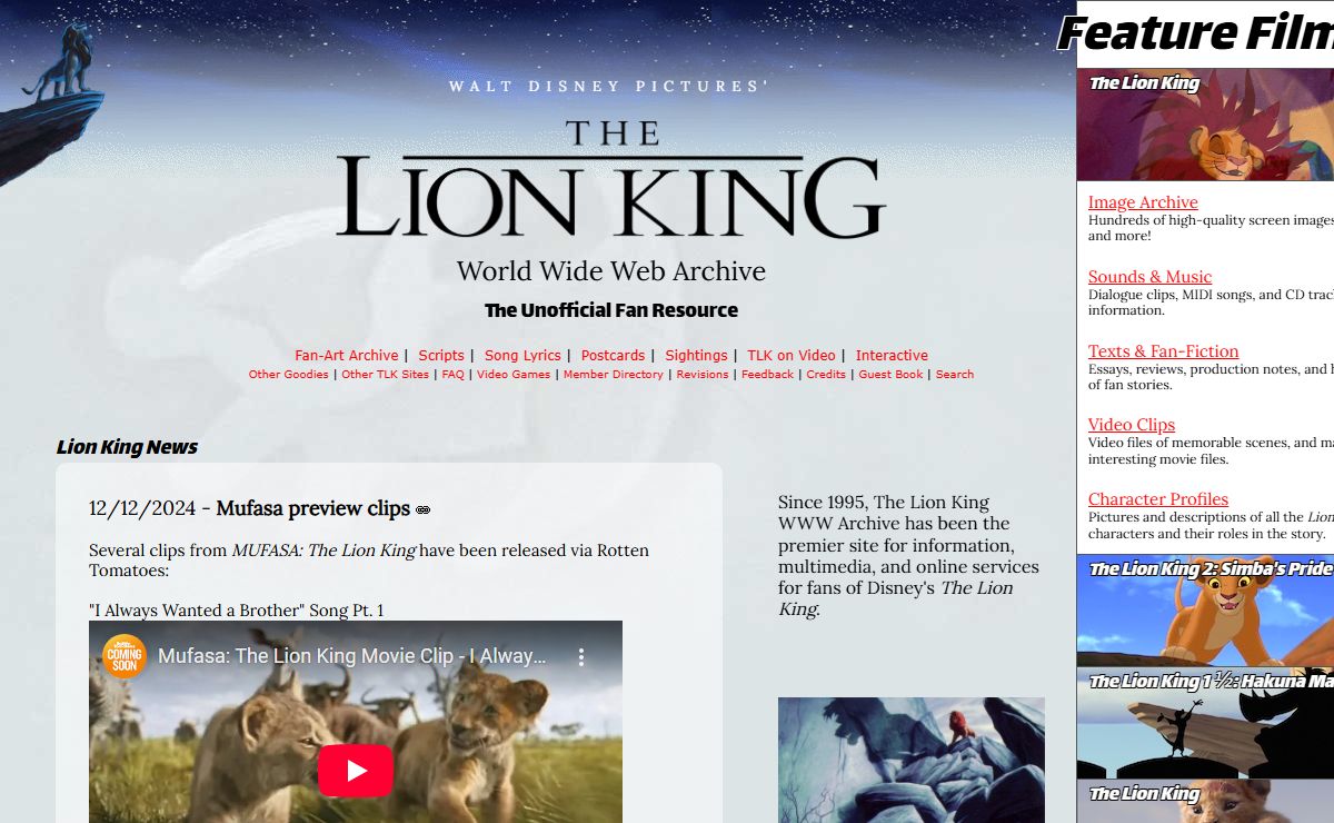 The Lion King WWW Archive