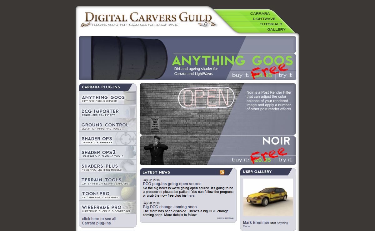 Digital Carvers Guild, Plug-ins and other resources for 3D software