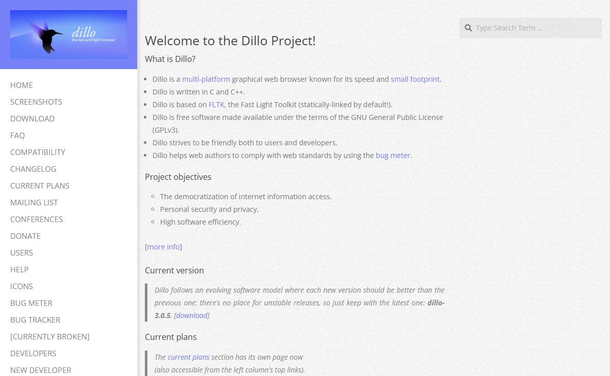 Homepage - Dillo