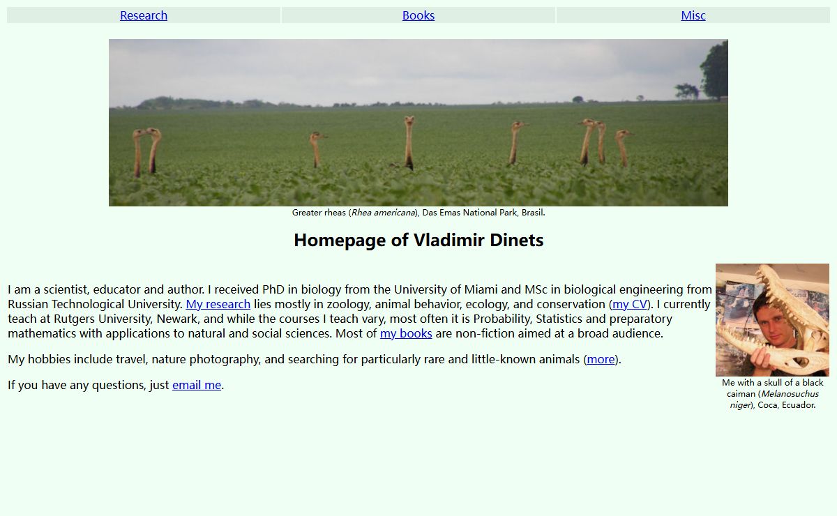 Homepage of Vladimir Dinets-Front Page