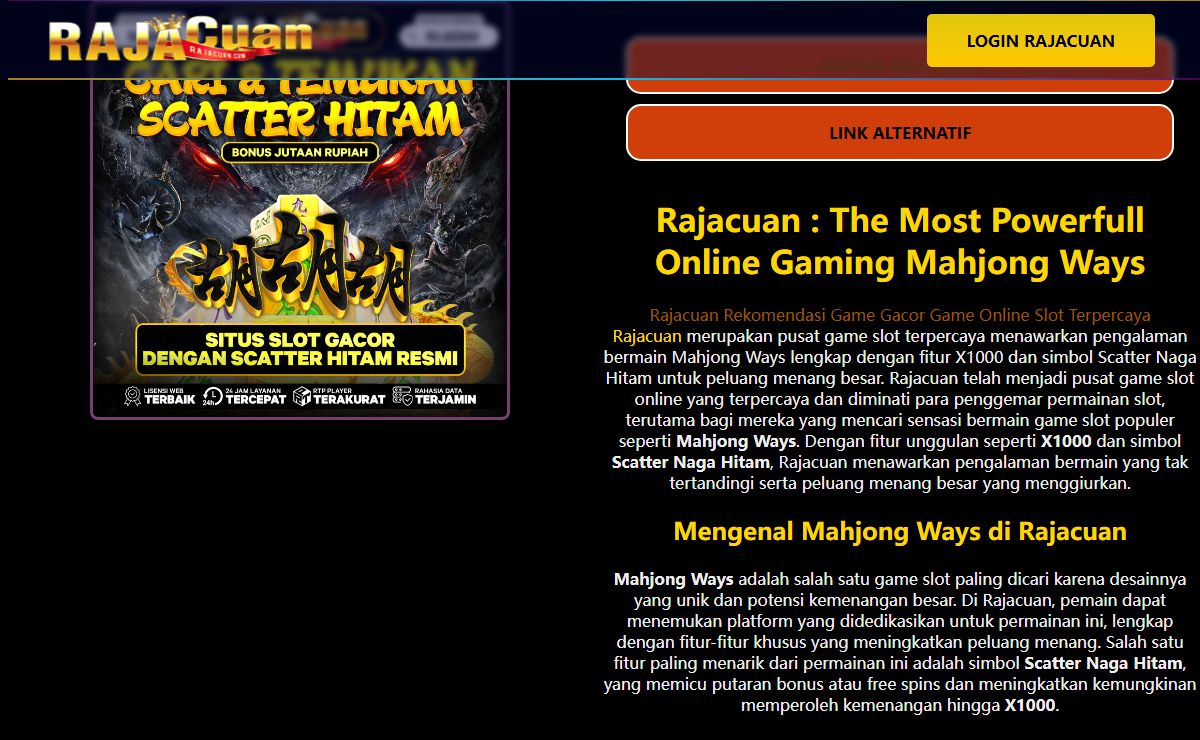 Rajacuan : The Most Powerfull Online Gaming Mahjong Ways