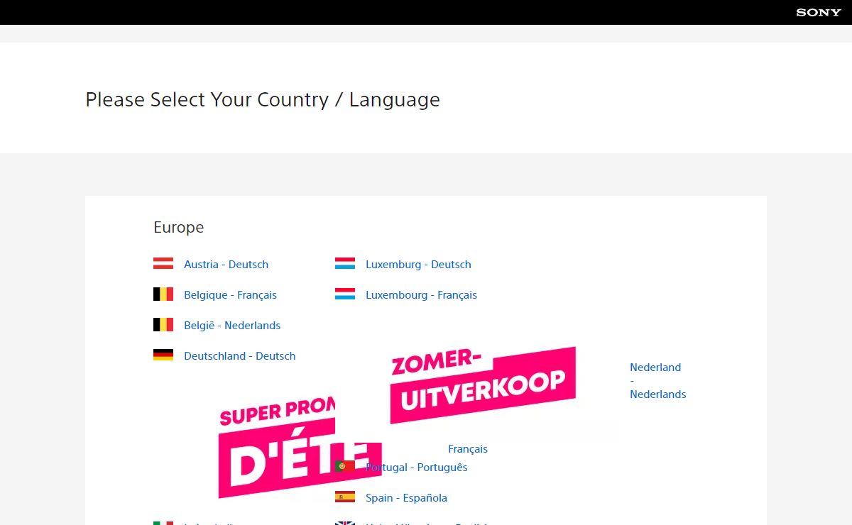 Country/Language select