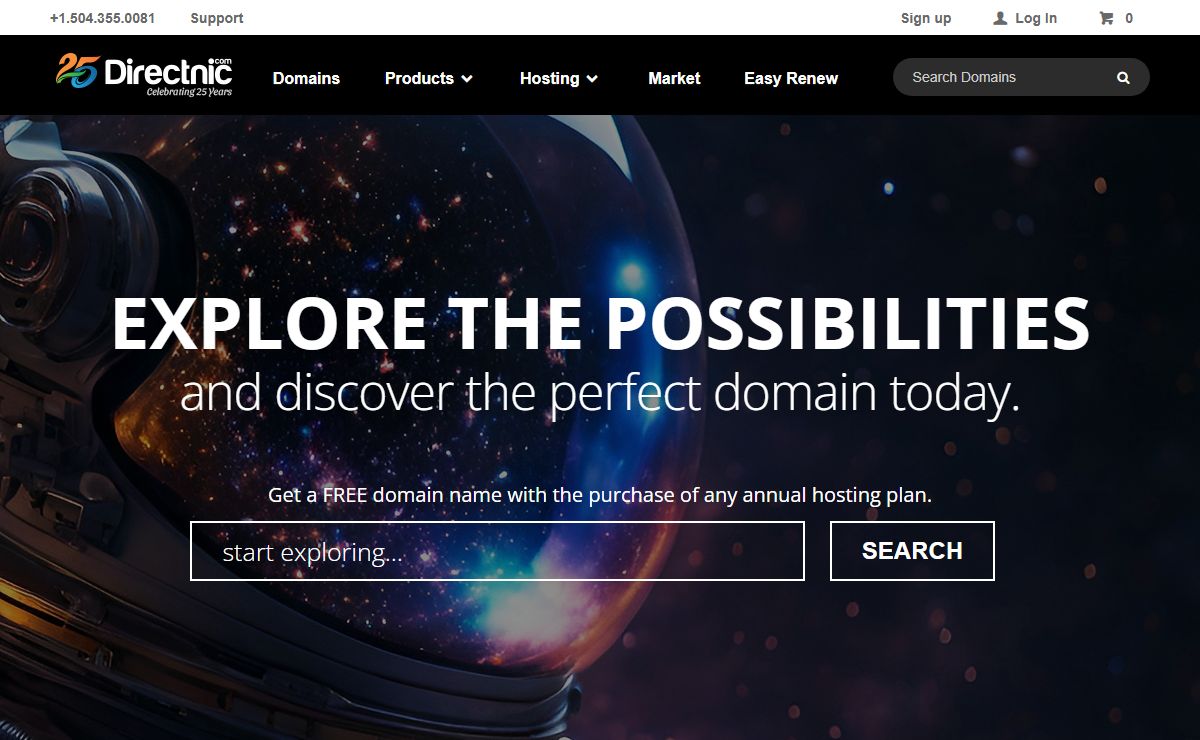 Directnic.com-Get a FREE Domain with any annual Hosting Plan