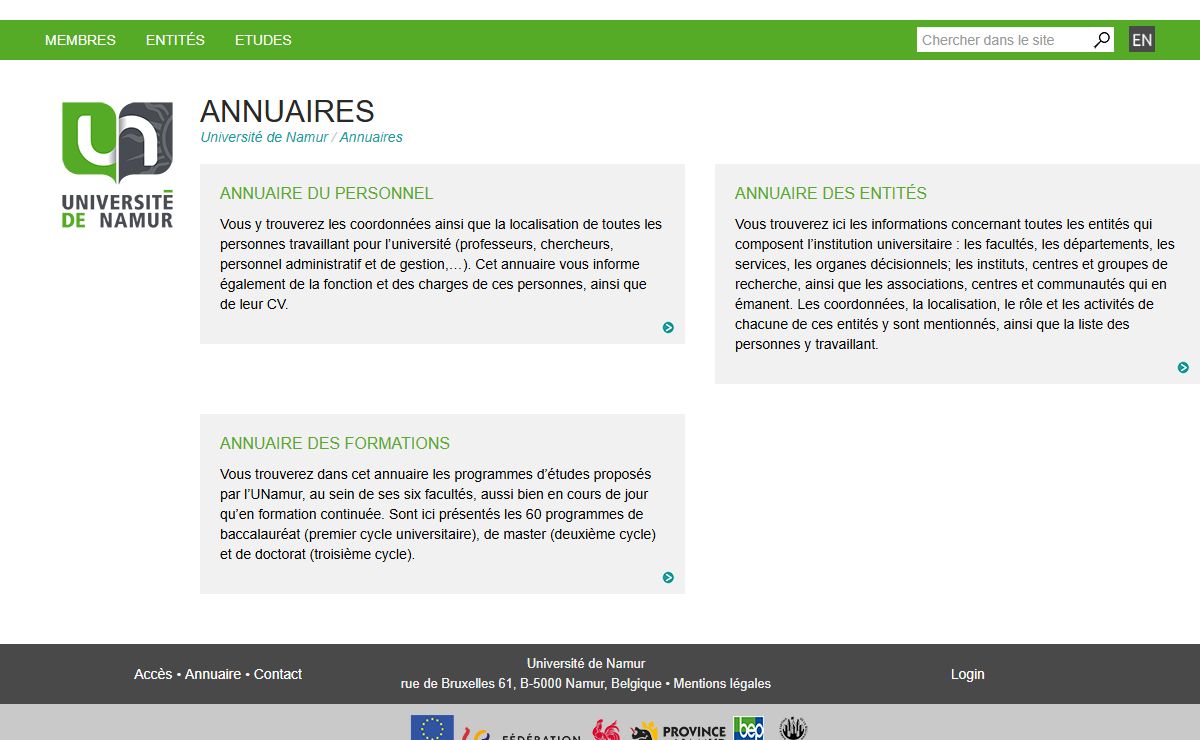UNamur - Annuaires