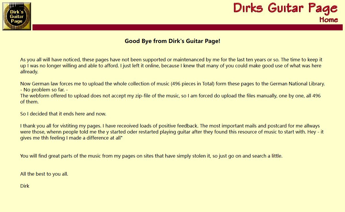 Dirks Guitar Page - Free Music For Classical Guitar