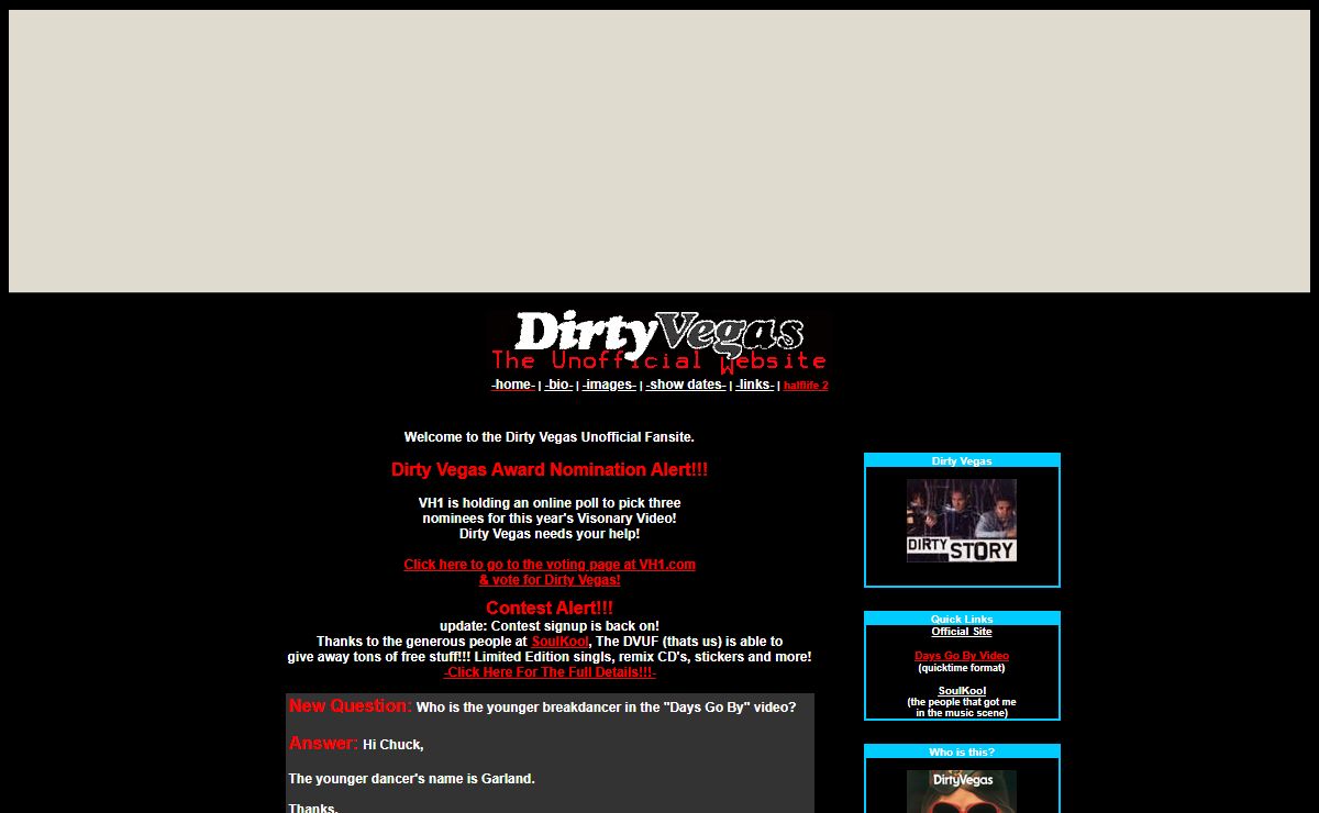 Unofficial Dirty Vegas Fansite
