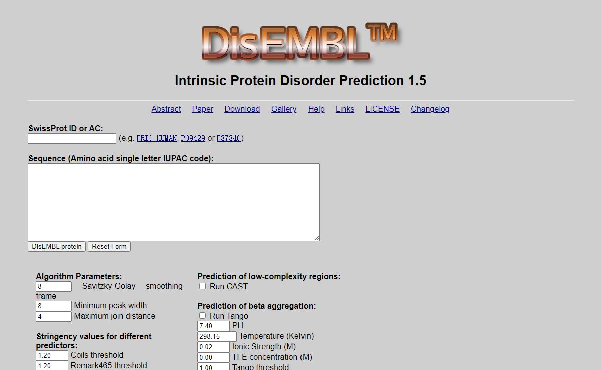 DisEMBL 1.5 - Predictors of intrinsic protein disorder