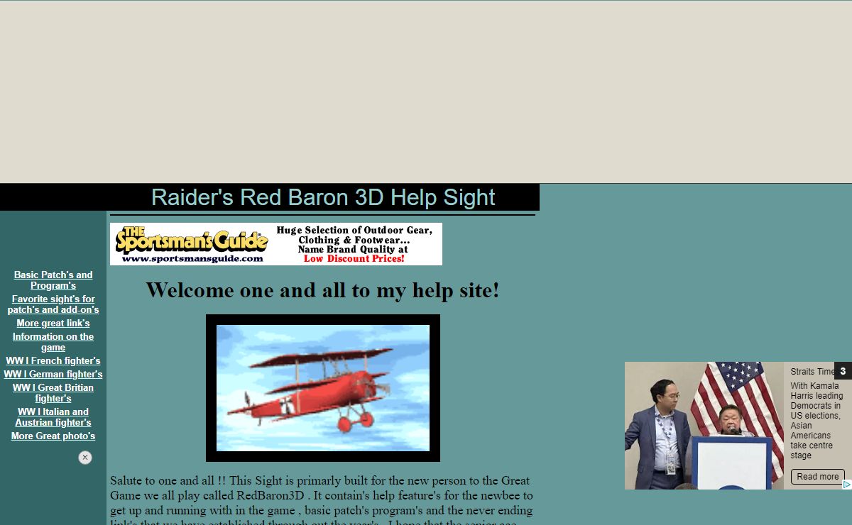 Raider's Red Baron 3D Help Sight