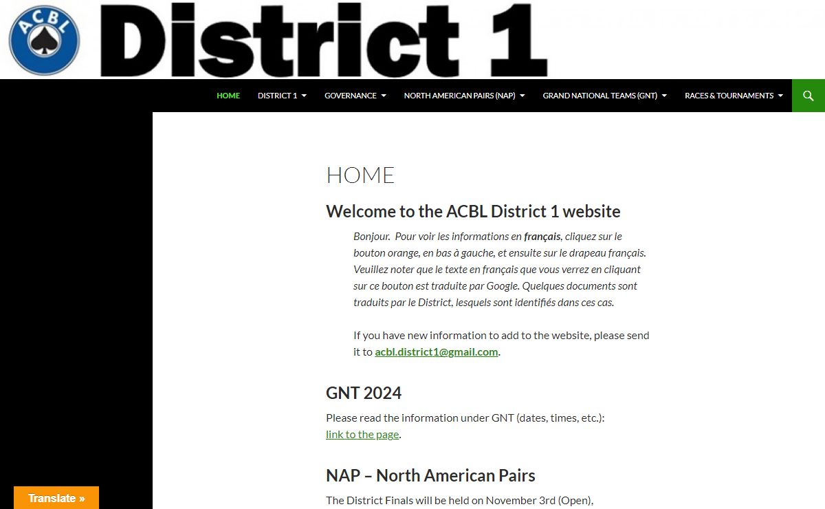 District 1 Bridge | Eastern Canadian Bridge District