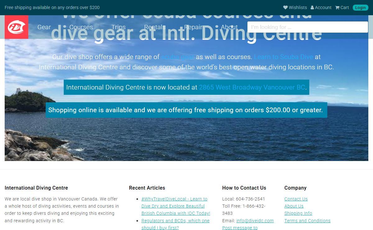 Scuba Lessons & Equipment Retailer, Intl. Diving Centre