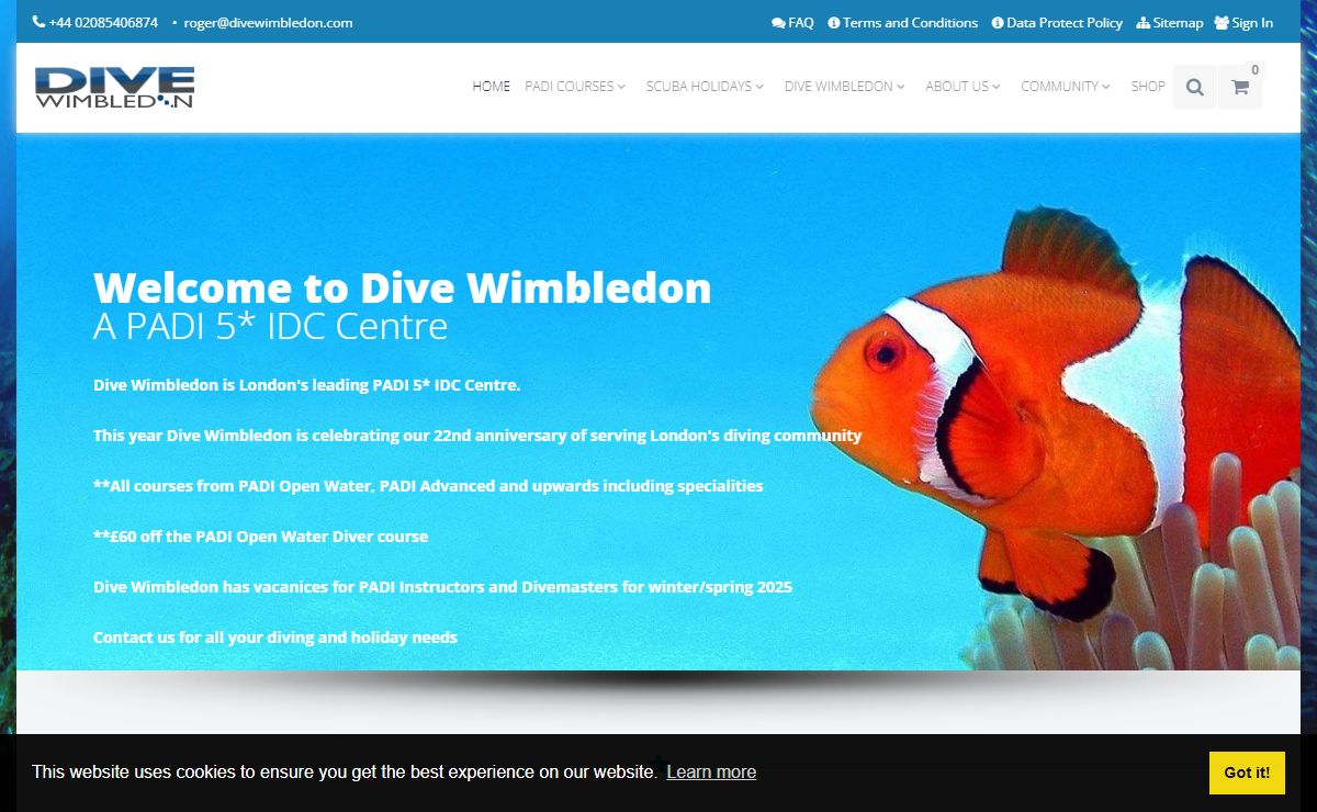 Dive Wimbledon for all your London scuba diving courses