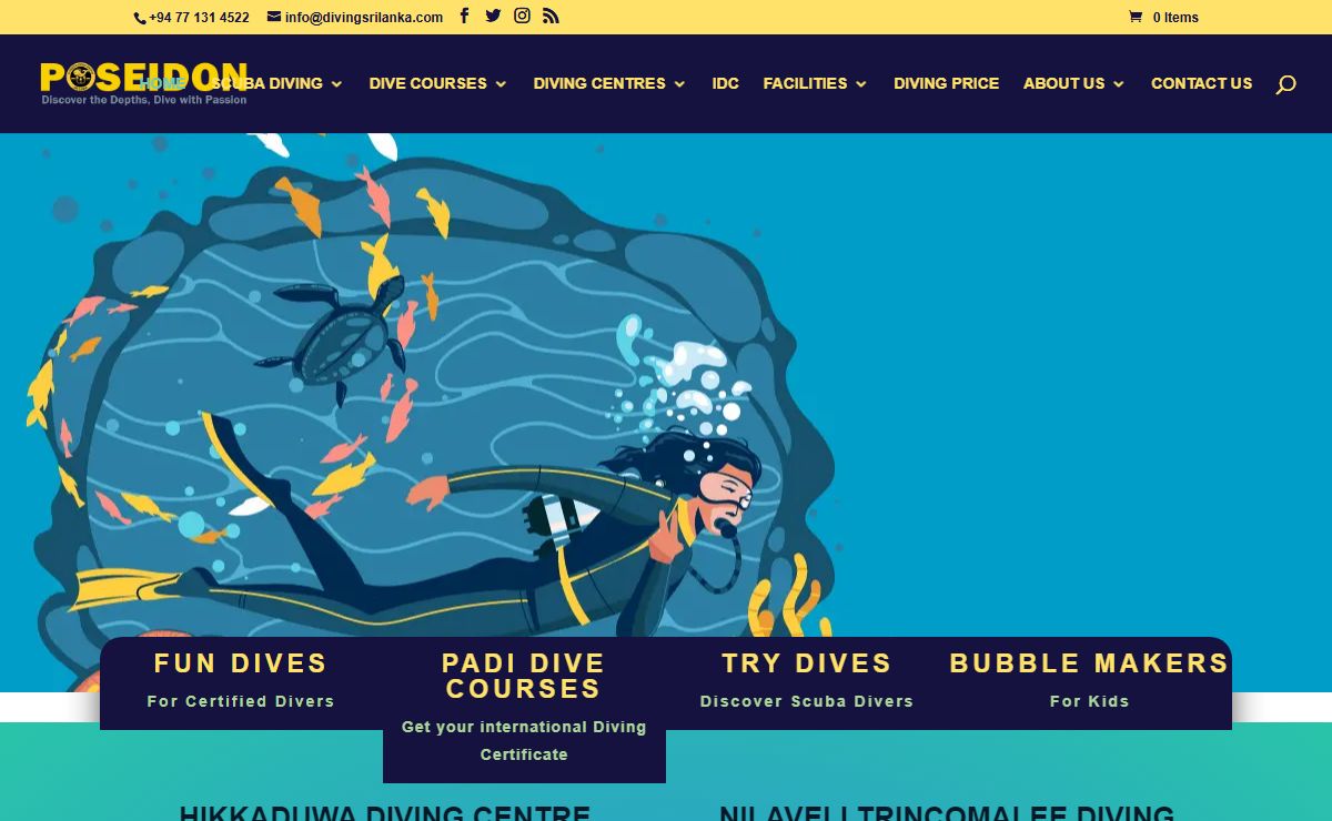 Poseidon Diving Sri Lanka Best 5 Star PADI Dive Center in Hikkaduwa & Trincomalee