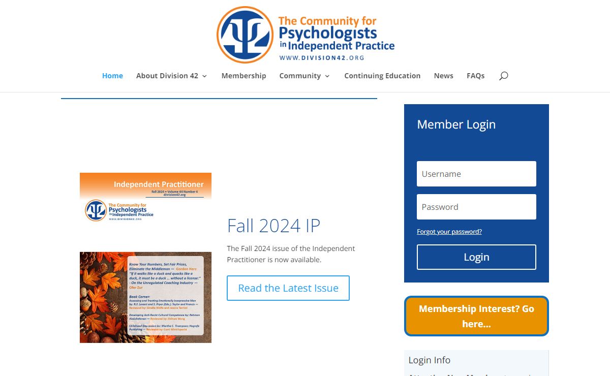 APA Division 42 Psychologists in Independent Practice |