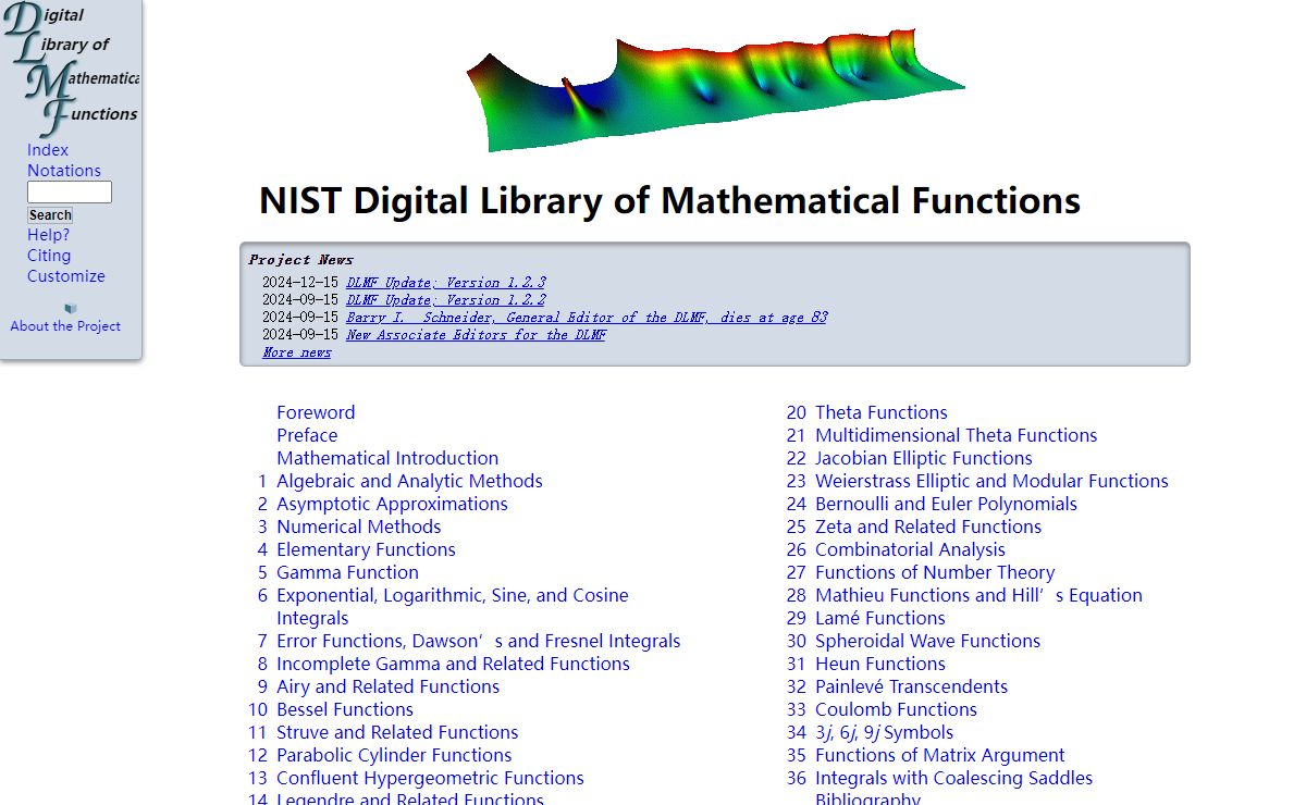 DLMF: NIST Digital Library of Mathematical Functions