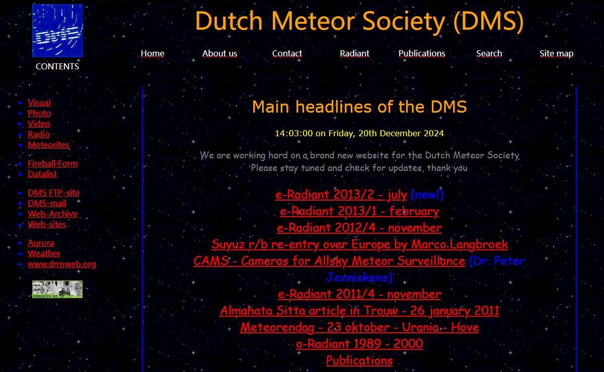 Dutch Meteor Society (DMS) - Research On Meteors, Meteorites and Meteoroids