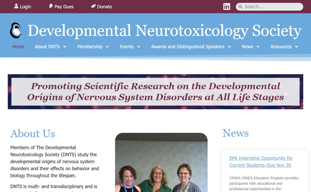 DNTS Home – The Developmental Neurotoxicology Society