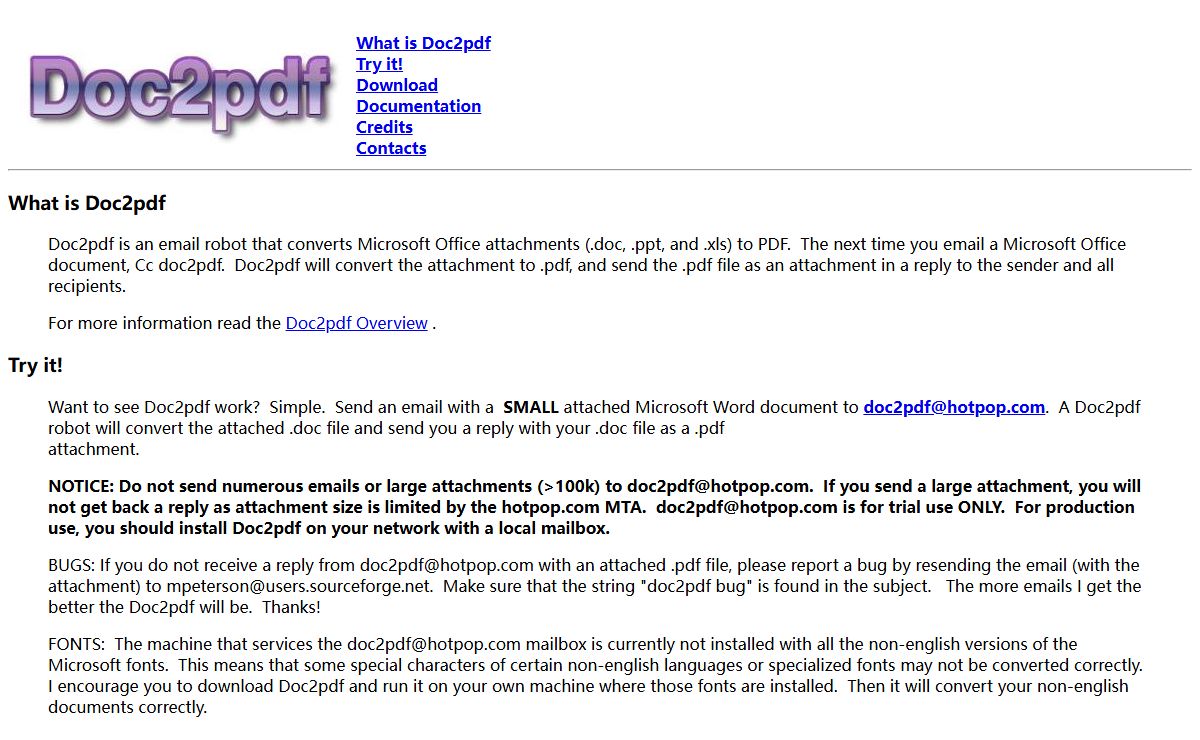 Doc2pdf Home Page