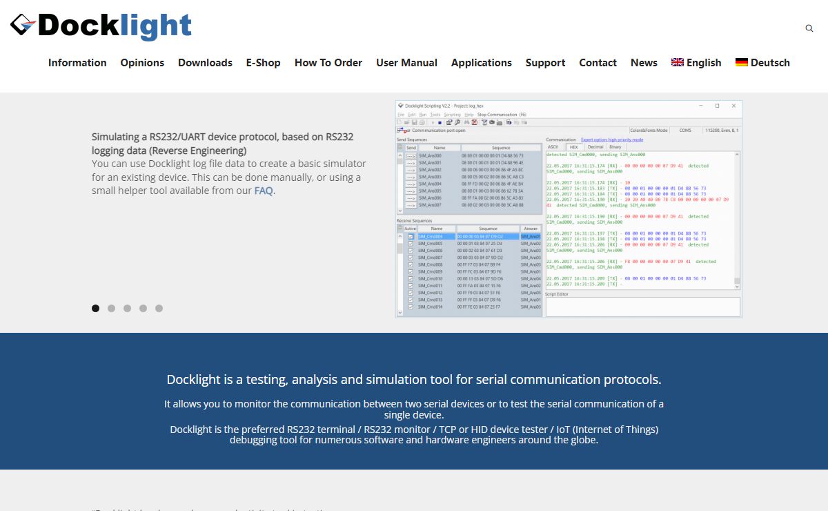 Docklight - Test & Simulate Serial Protocols (RS232, TCP, UDP, HID...)