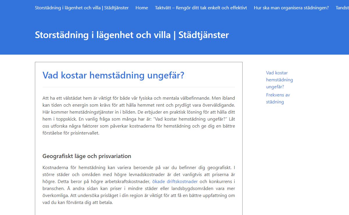 Storstädning i lägenhet och villa | Städtjänster