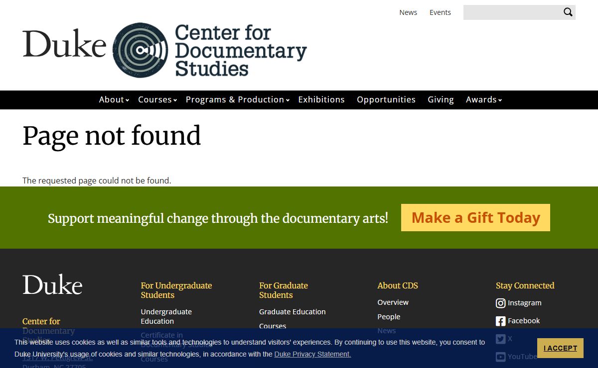 Page not found | Center for Documentary Studies