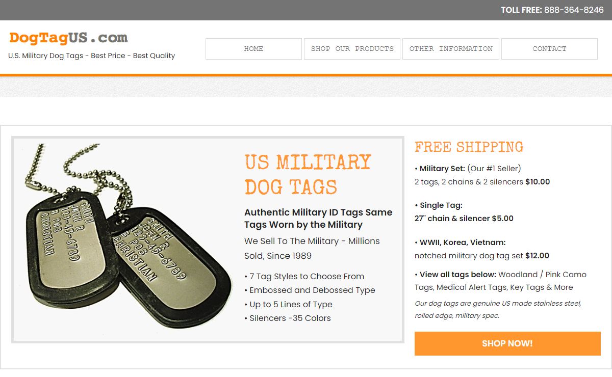 US Military Dog Tags | Laser Engraved Tags | Medical Alert Tags | Silencers - DogTagUS.com