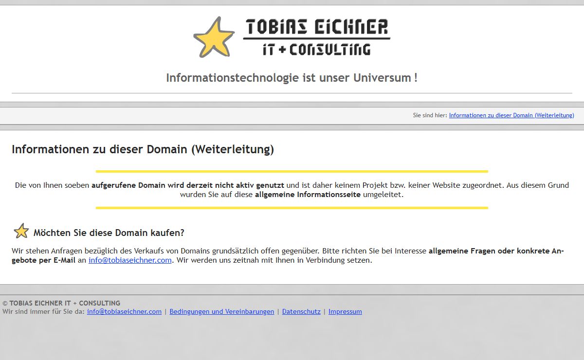 Informationen zu dieser Domain | TOBIAS EICHNER IT + CONSULTING